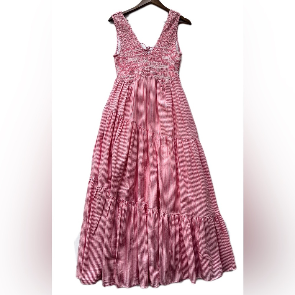 Free People Juno Smocked Tiered Maxi Dress Sz Xs Bohemian Flare Stripe Dress - Picture 5 of 16